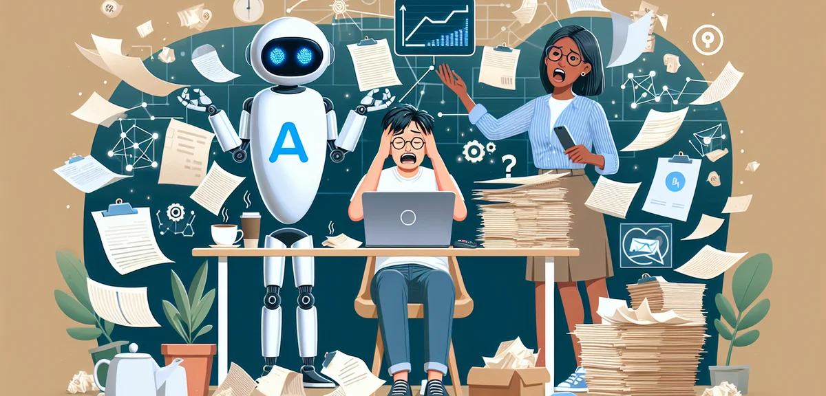 A comparison illustration showing manual content creation versus AI-assisted content creation for af