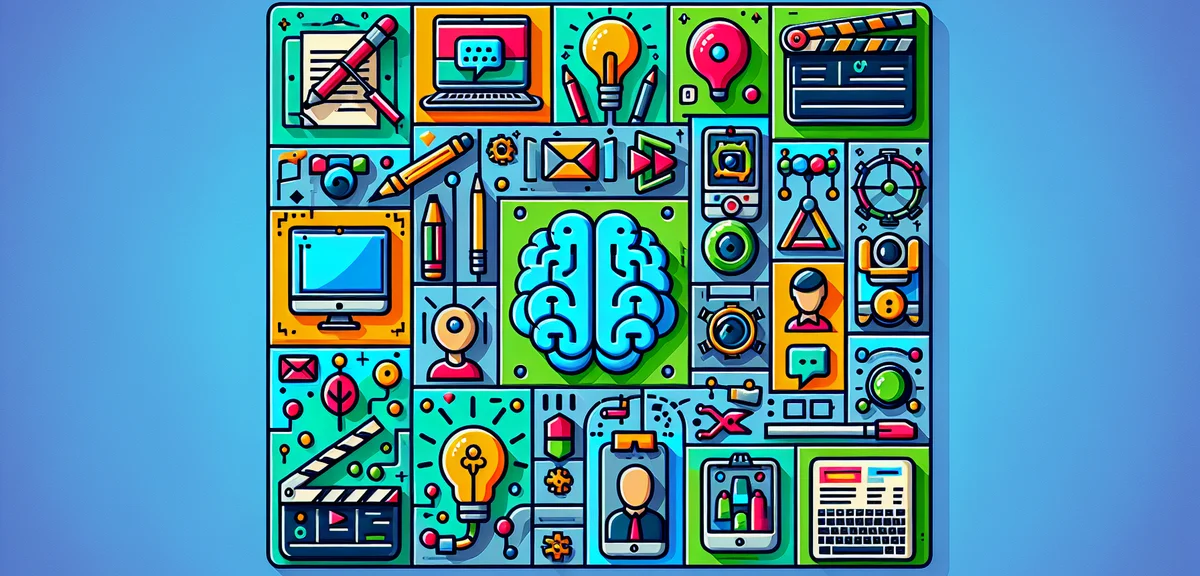 An illustration showing multiple AI-powered side job icons arranged in a grid: writing, image creati