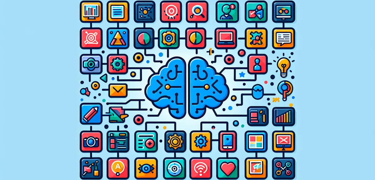 An illustration showing multiple AI-powered side job icons arranged in a grid: writing, image creati