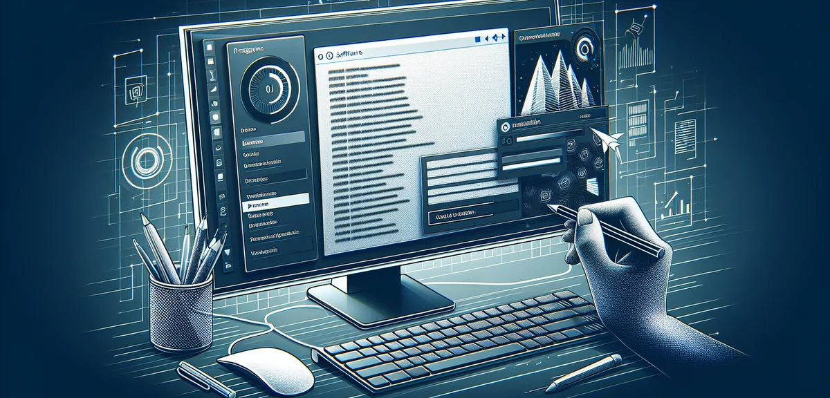 Computer screen showing software installation process, progress bar and setup wizard, modern tech il