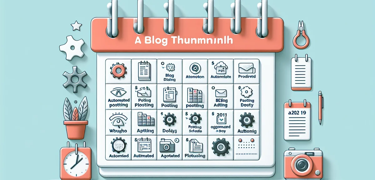 Calendar showing automated posting schedule with blog articles, productivity concept, organized plan