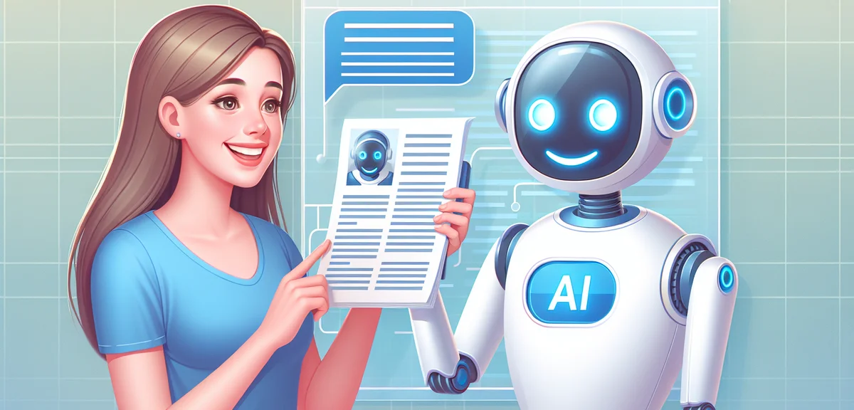 An AI robot assistant helping a blogger write articles, futuristic but friendly design, the blogger 