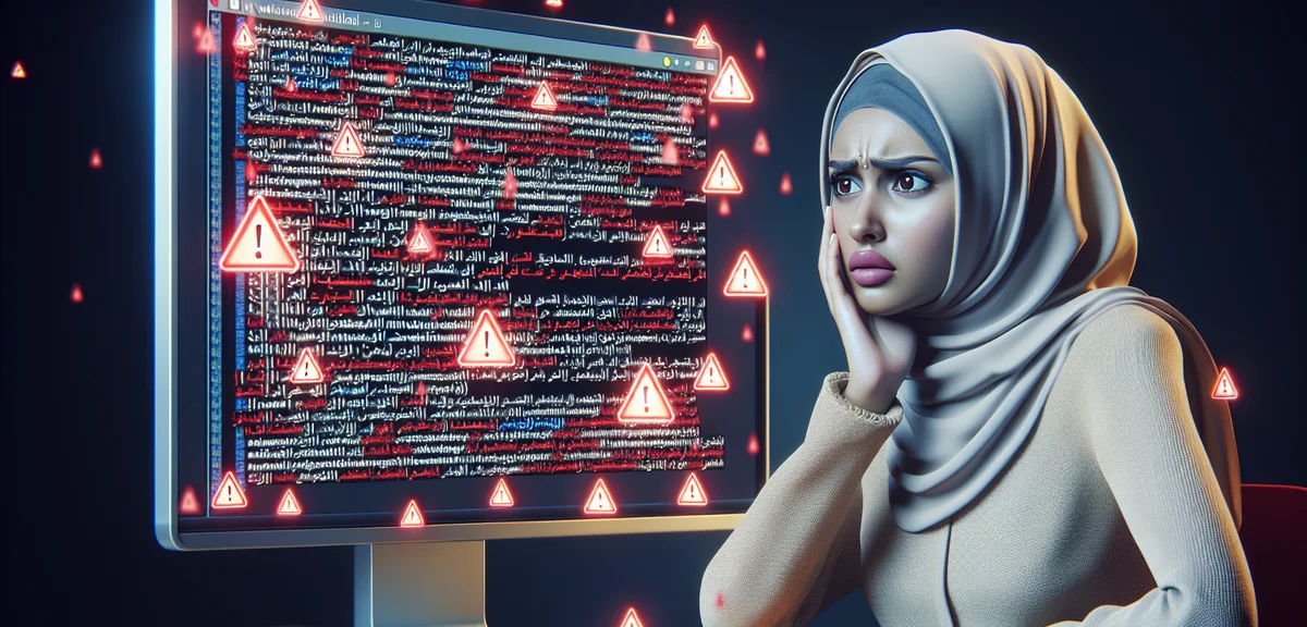 A confused person looking at AI-generated text with highlighted errors and false information, red wa