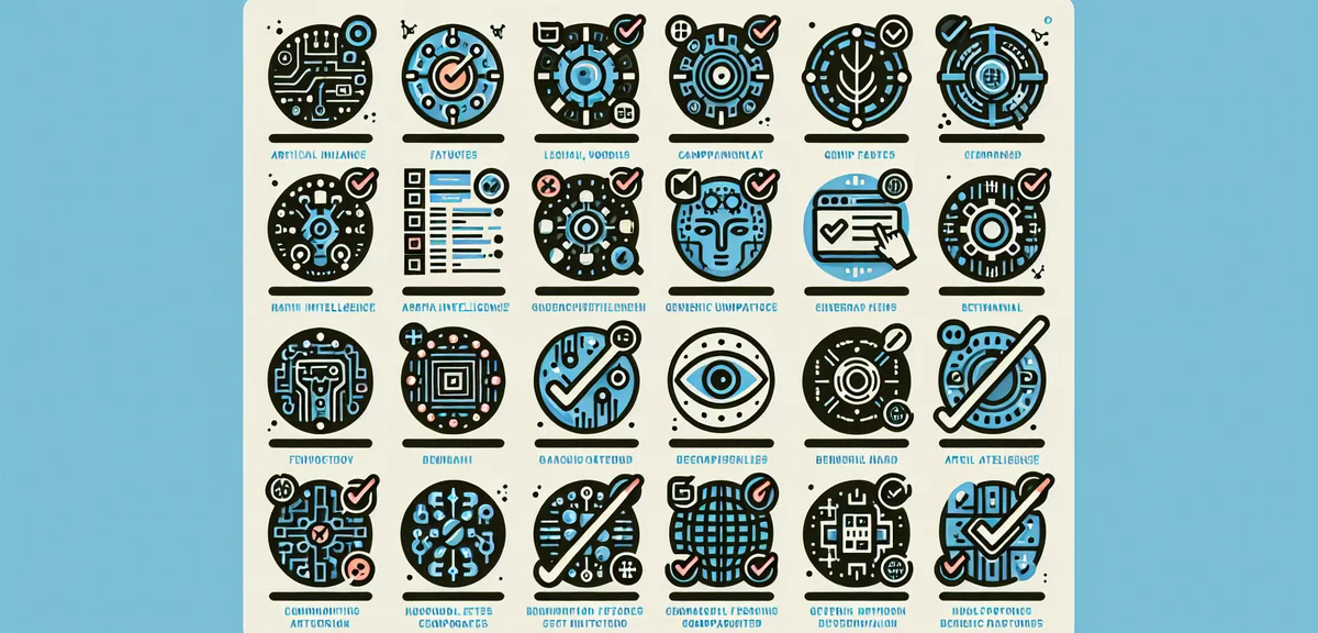 Comparison chart infographic showing different AI logos with feature checkmarks, clean professional