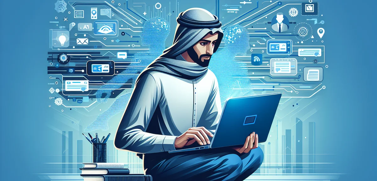 A person using AI tools on a laptop to manage multiple side jobs efficiently, flat illustration, mod