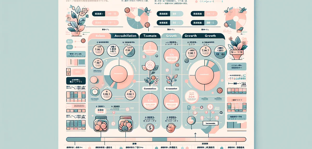 An infographic comparing tsumitate (accumulation) and growth investment categories in new NISA, clea