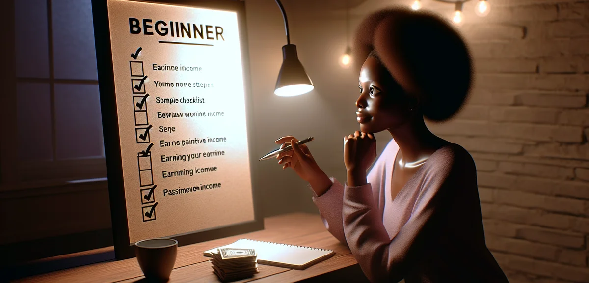 An illustration of a beginner looking at a simple checklist on a whiteboard, showing first steps to