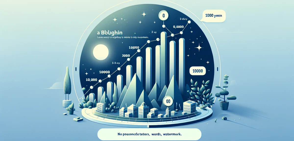 A timeline roadmap illustration showing 3 months of blog growth from zero to 10000 yen, with milesto