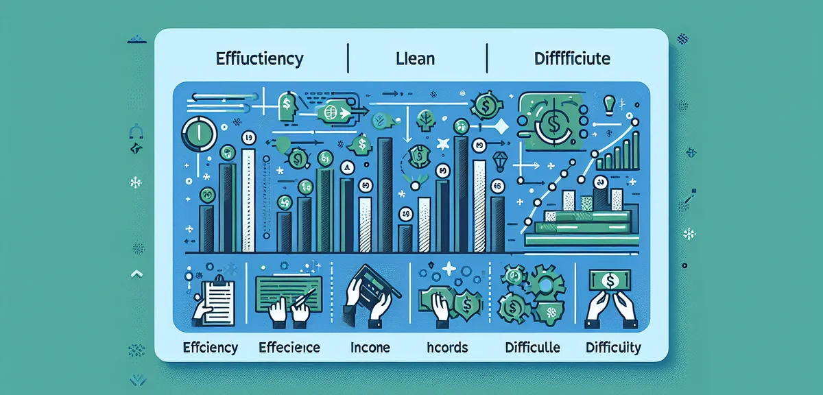 A comparison chart illustration with bar graphs showing different side jobs rated by efficiency, inc