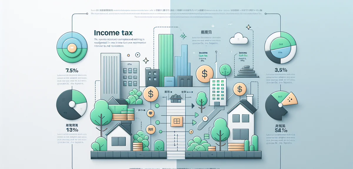 Simple infographic showing the difference between income tax and resident tax in Japan, clean design