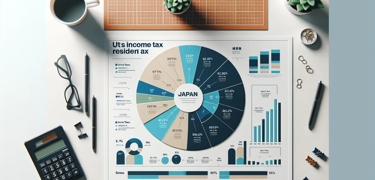 Simple infographic showing the difference between income tax and resident tax in Japan, clean design