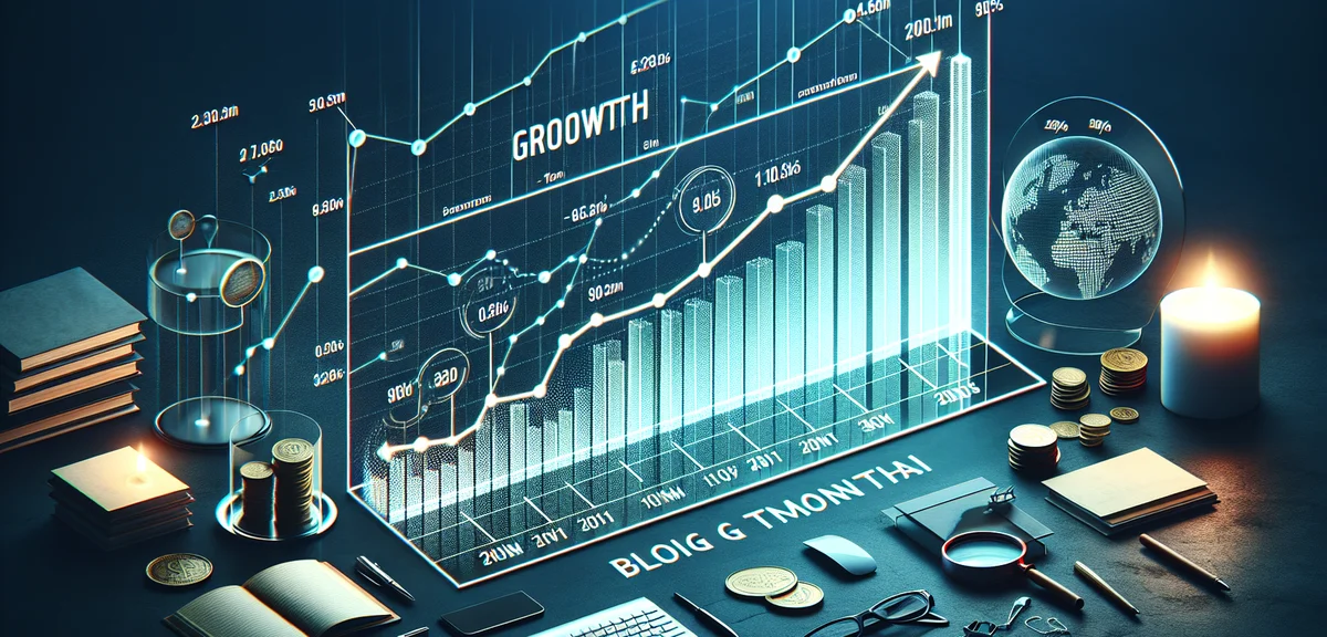 Line graph showing gradual growth over 10 months with milestone markers, business growth visualizati