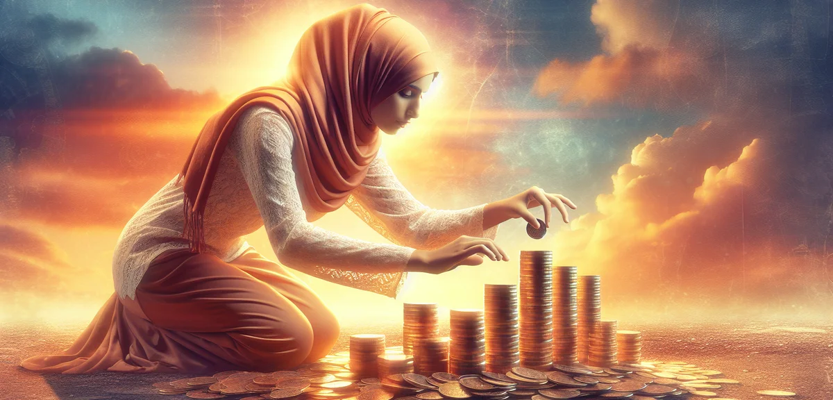 Person rebuilding stack of coins with sunrise in background, recovery and learning from failure conc