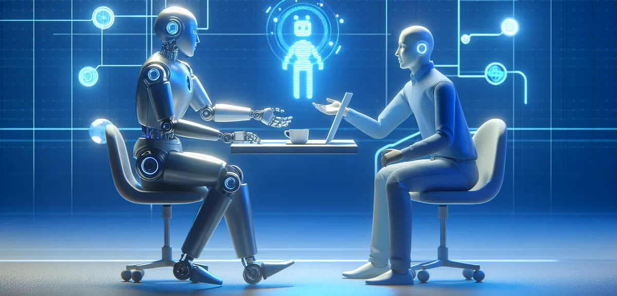 AI and technology side jobs concept, robot and human collaboration, futuristic but friendly illustra