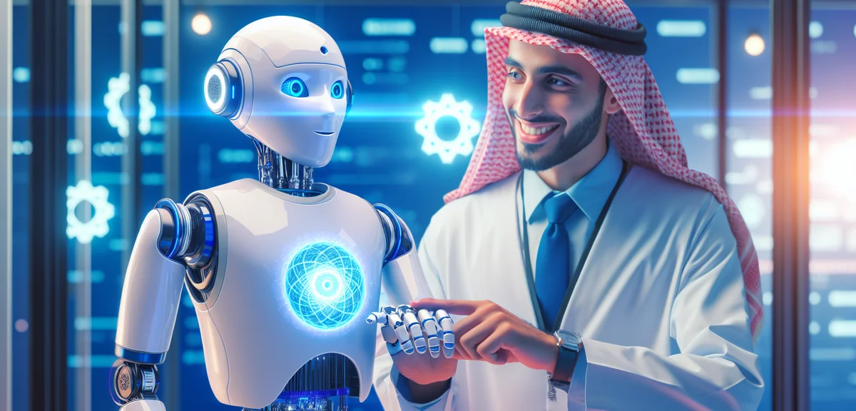 AI and technology side jobs concept, robot and human collaboration, futuristic but friendly illustra