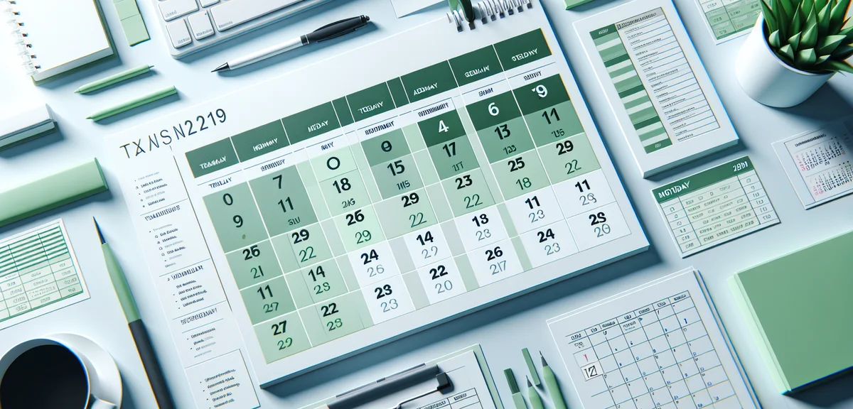 An illustration of a calendar showing tax deadlines throughout the year, with important dates highli