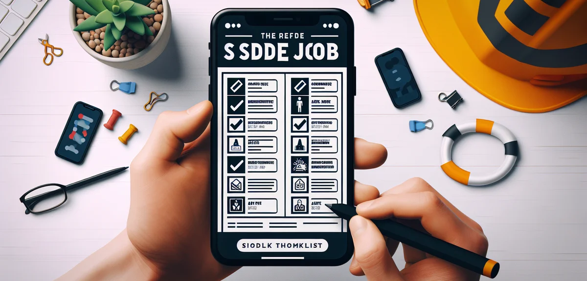 A checklist showing safe vs unsafe side job criteria on a smartphone screen, comparison infographic 