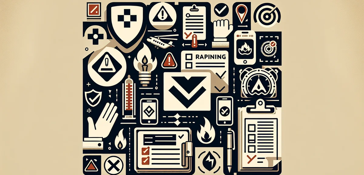Warning signs and tips illustration, checklist with checkmarks, safety and preparation concept, info